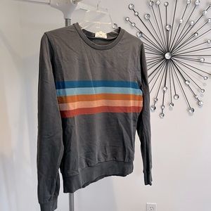 SYNERGY 🌿 WHOLE FOODS Blueish-Gray Striped Pullover, Size Medium